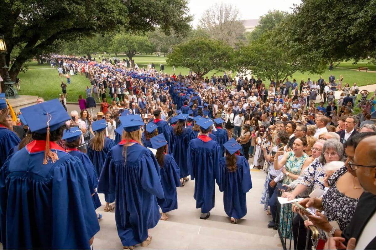 Graduates line up for commencement at Southern Methodist University, a United Methodist-related school. Photo courtesy of SMU.